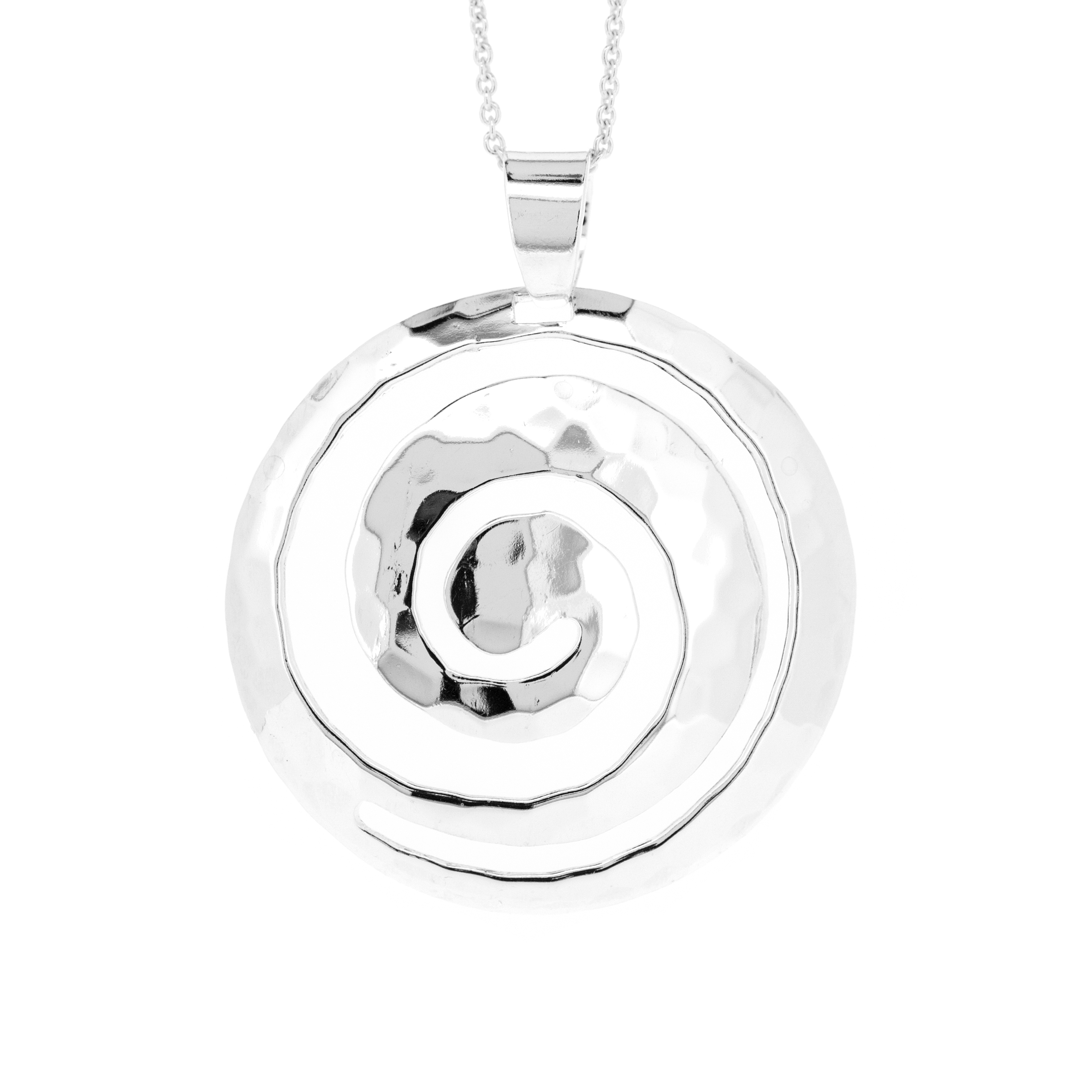 Simply Silver Hammered Swirl Pendant