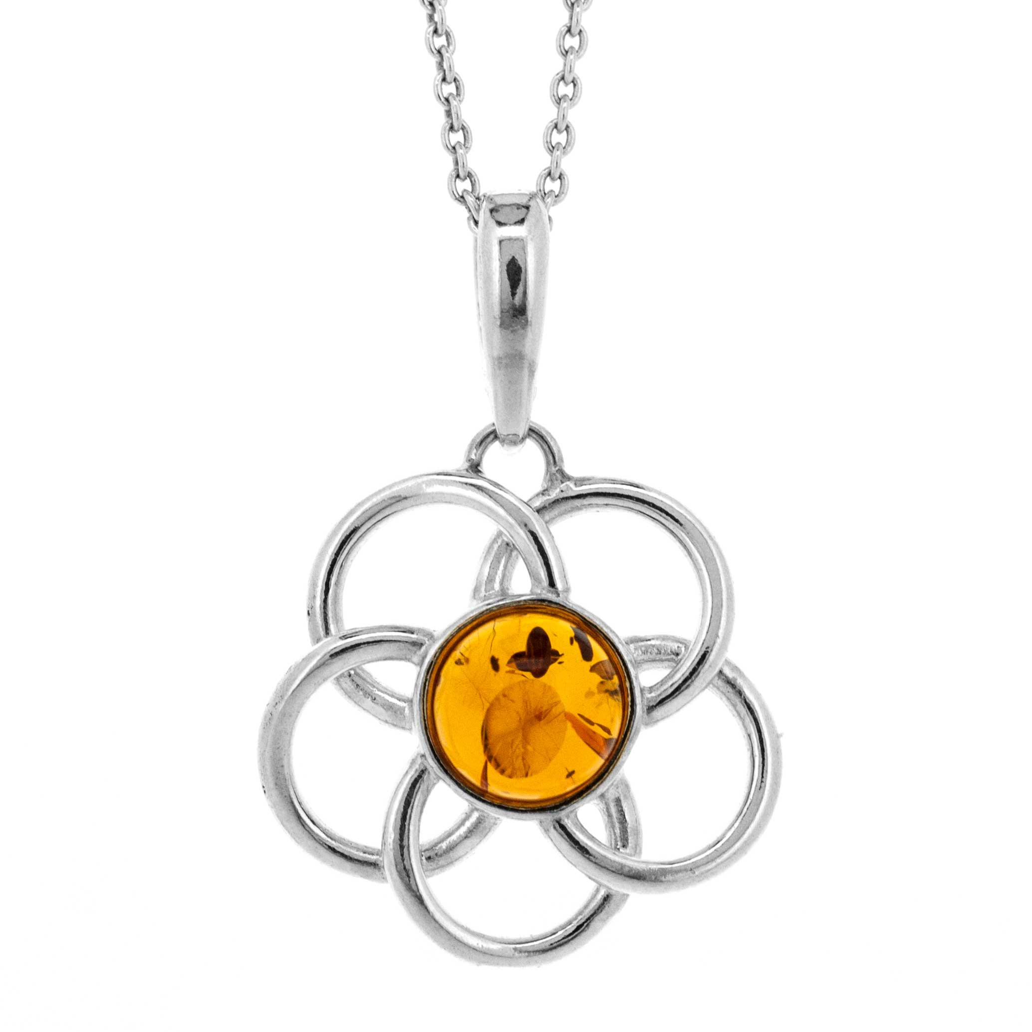 Classic Amber Small Daisy Pendant