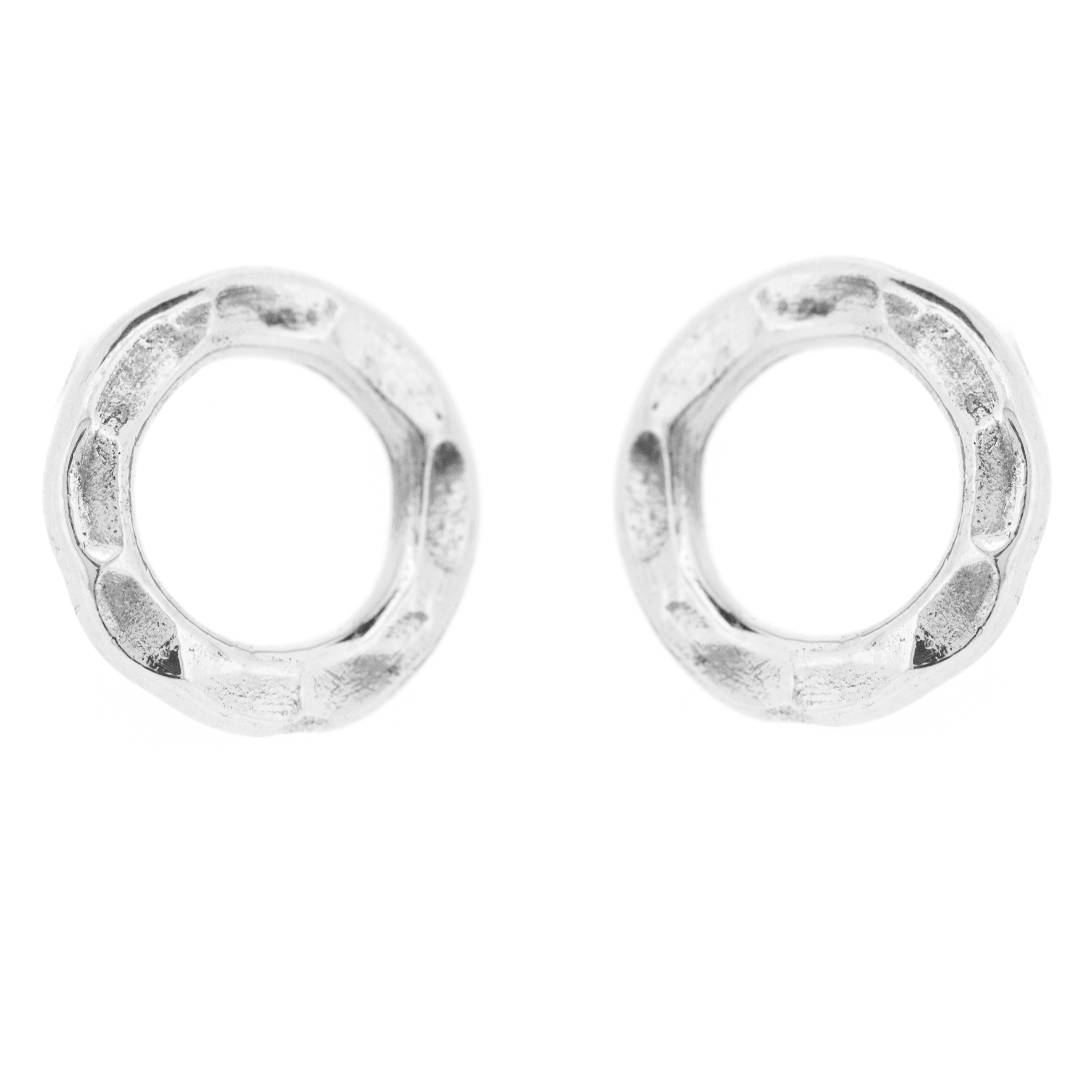 Simply Silver Hammered Circle Studs