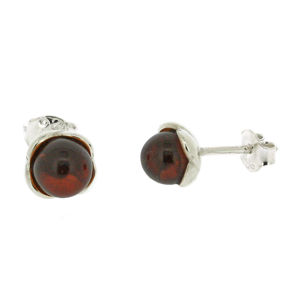 Classic Amber Sphere Studs