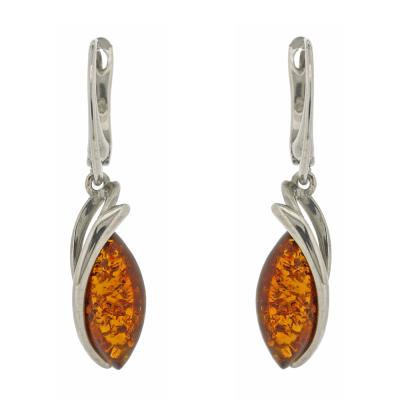 Classic Zabelle Silver Swish Amber Earrings