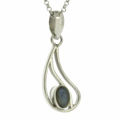Double Tear Pendant With Oval Stone