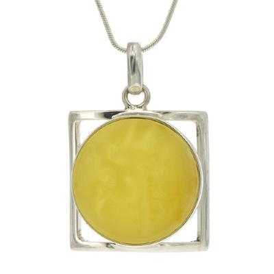 Pure Amber Square Framed Circle Pendant