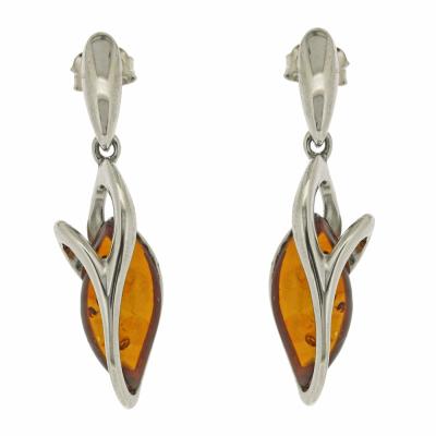 Classic Zabelle Tear Swish Amber Earrings