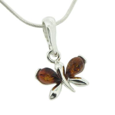  Classic Amber Cognac Butterfly Pendant