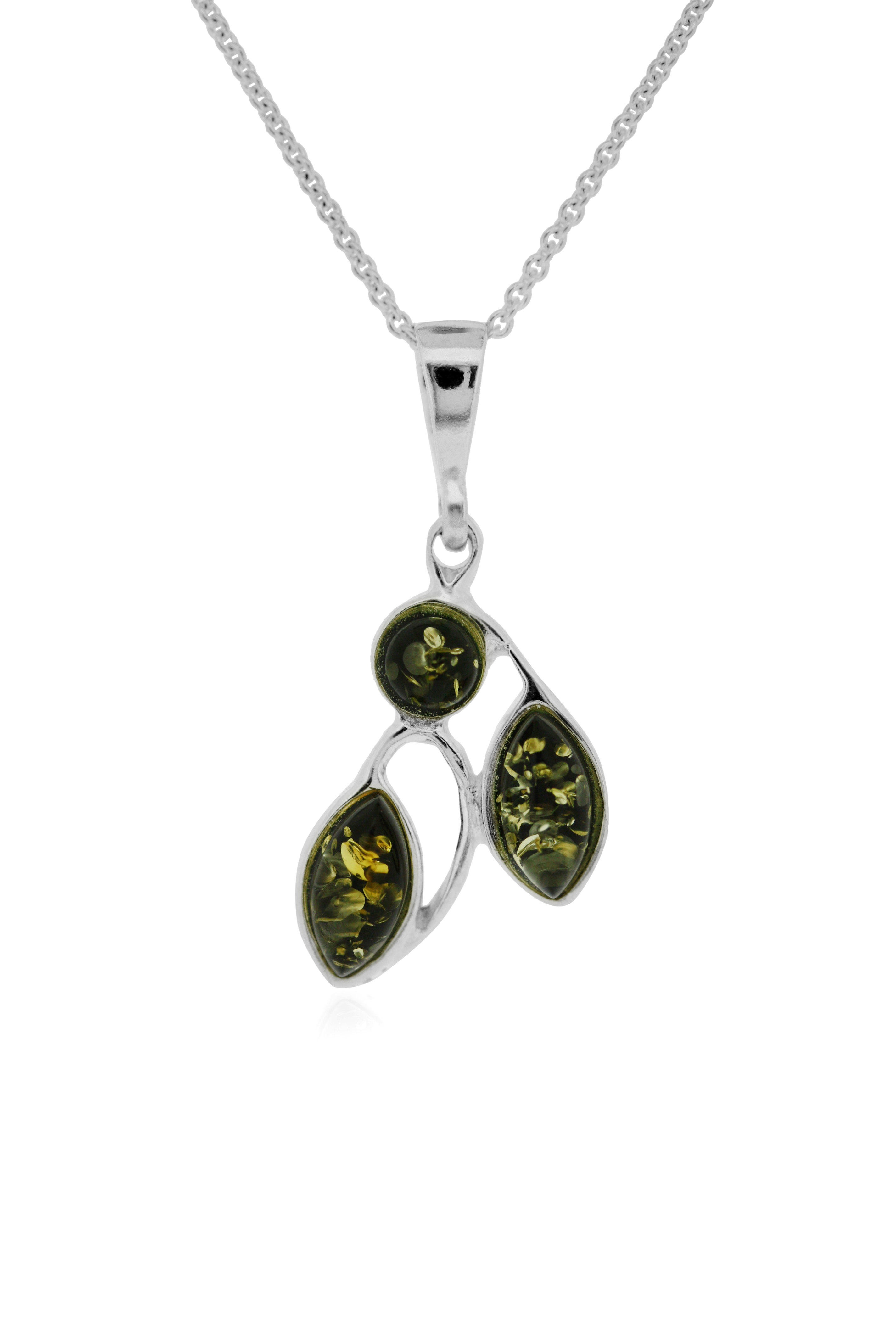 Classic Amber Green Leaf Pendant