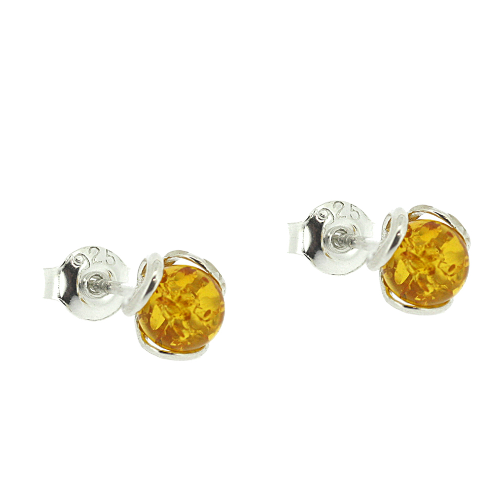 Classic Amber Ball Studs