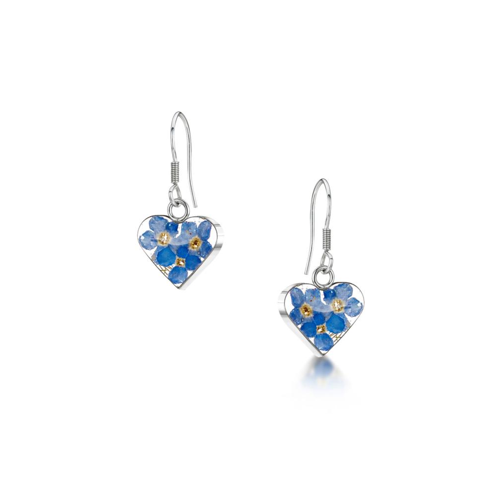 Shrieking Violet Forget me not Heart Earrings