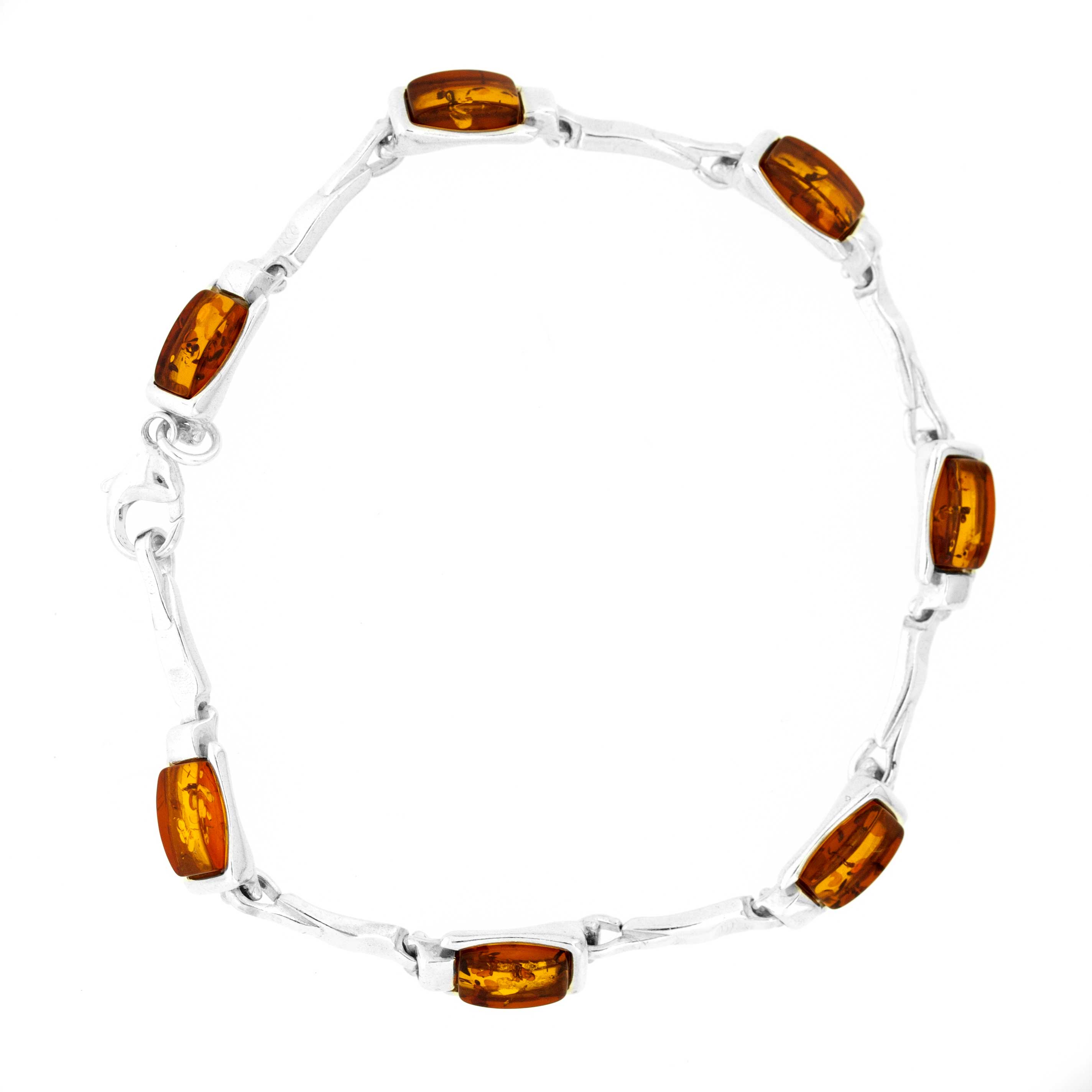 Classic Amber Rectangle Link Bracelet