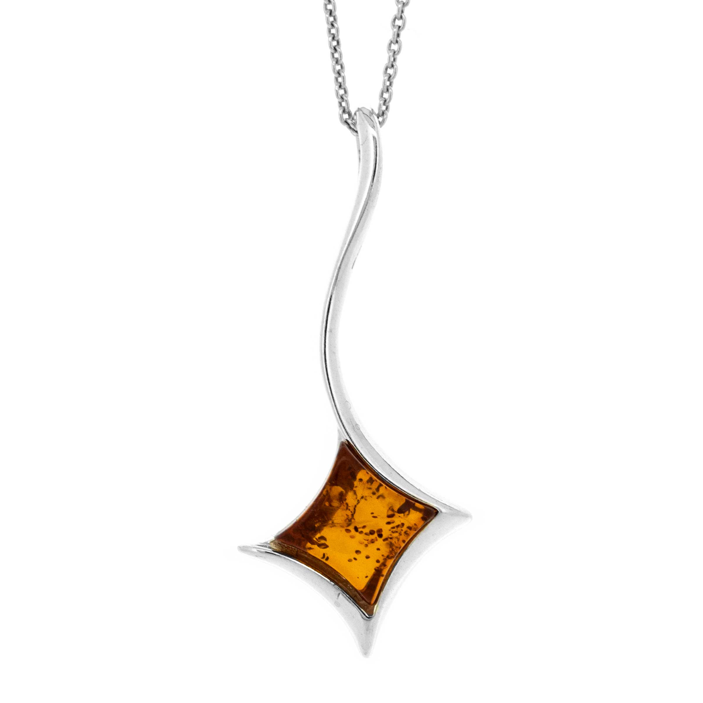 Classic Amber Diamond Wave Pendant