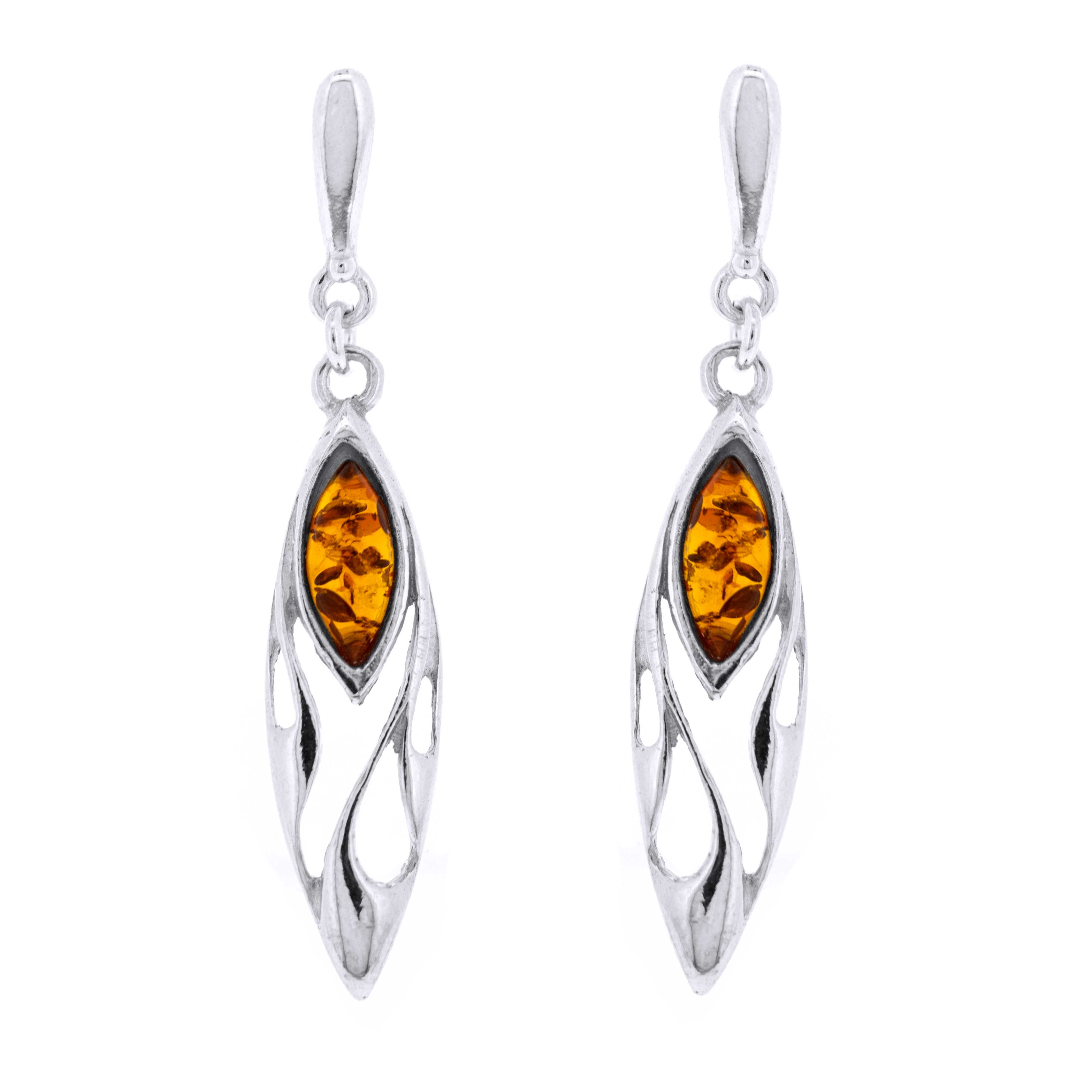 Classic Amber Marquise Deco Earrings