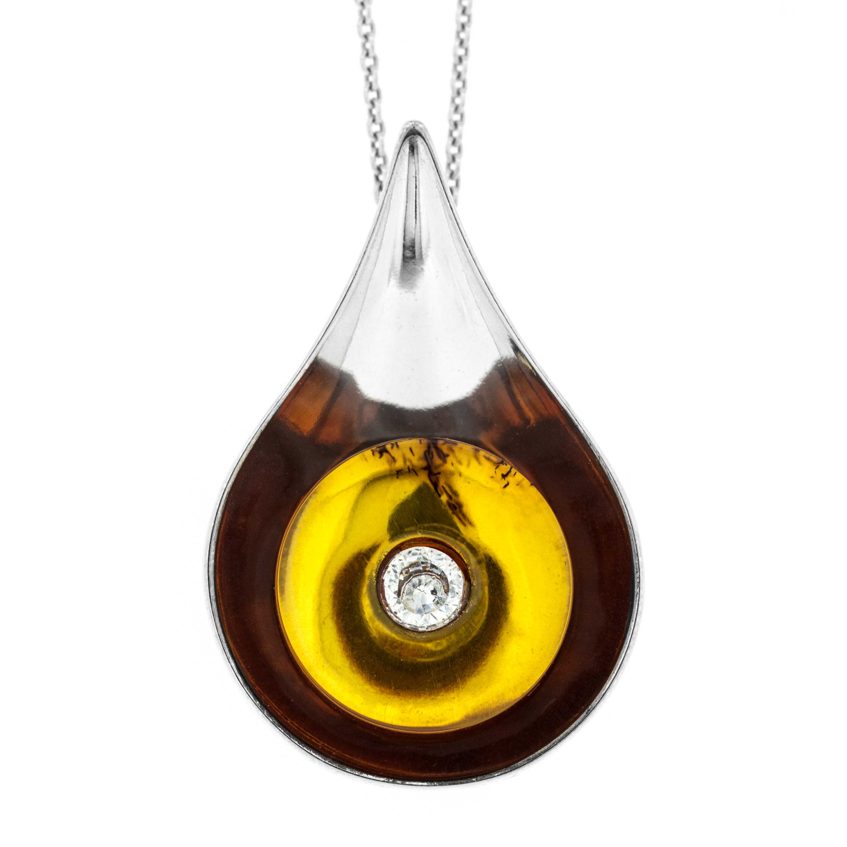 Amber and Diamonte Pendant