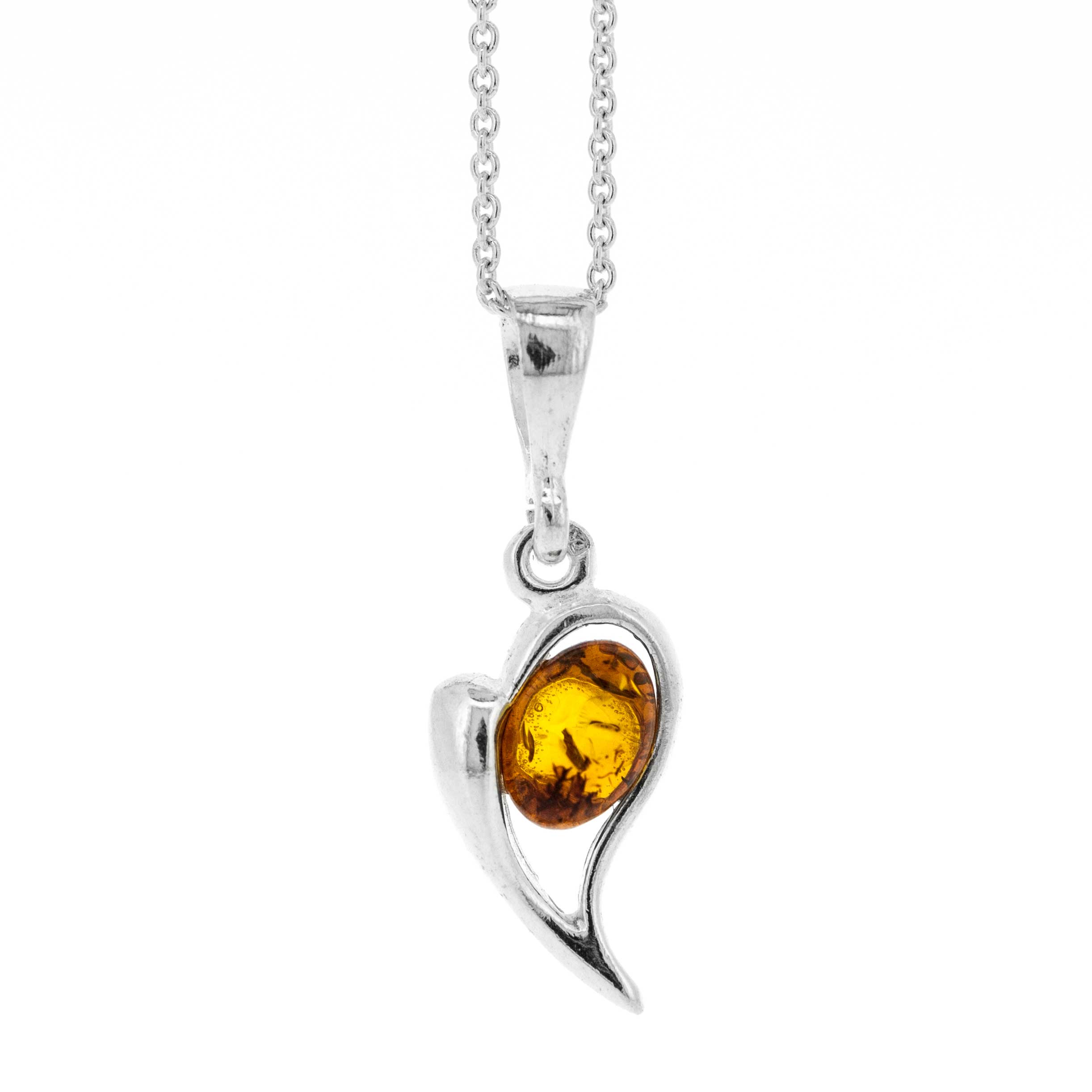 Amber Abstract Heart Pendant