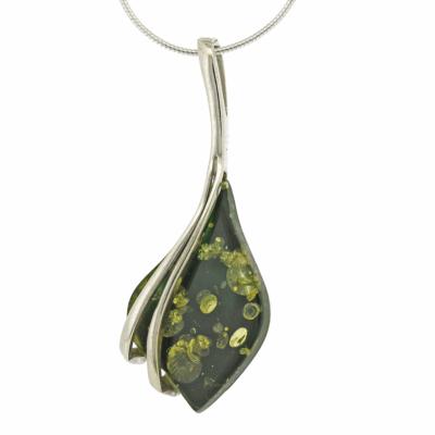 Amber Art Abstract Leaf Pendant