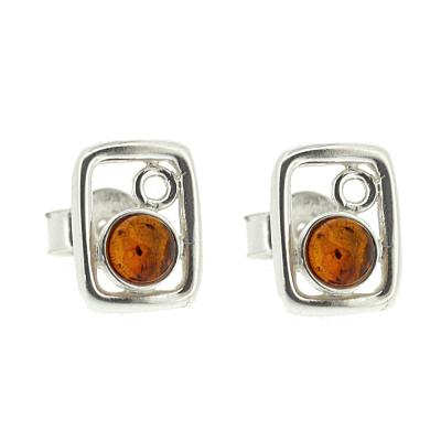 Classic Amber "Iota" Cognac Studs