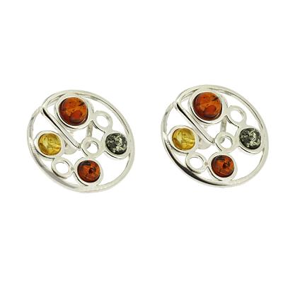 Classic Amber Geisha Mixed Stud Earrings 