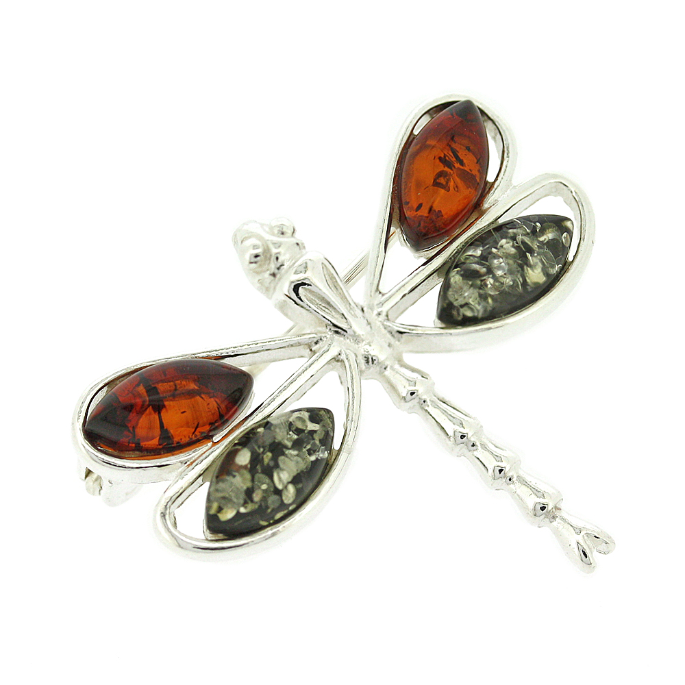 Classic Amber Dragonfly Brooch