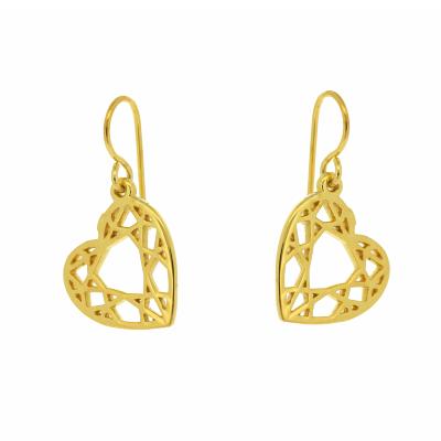 Geo Diamonds Heart Cut Drop Earrings