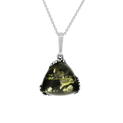 Classic Green Amber Triangle Pendant