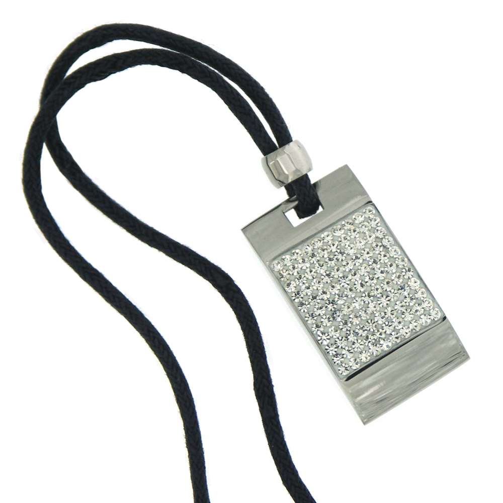 Nova Steel CZ Rectangle Necklace