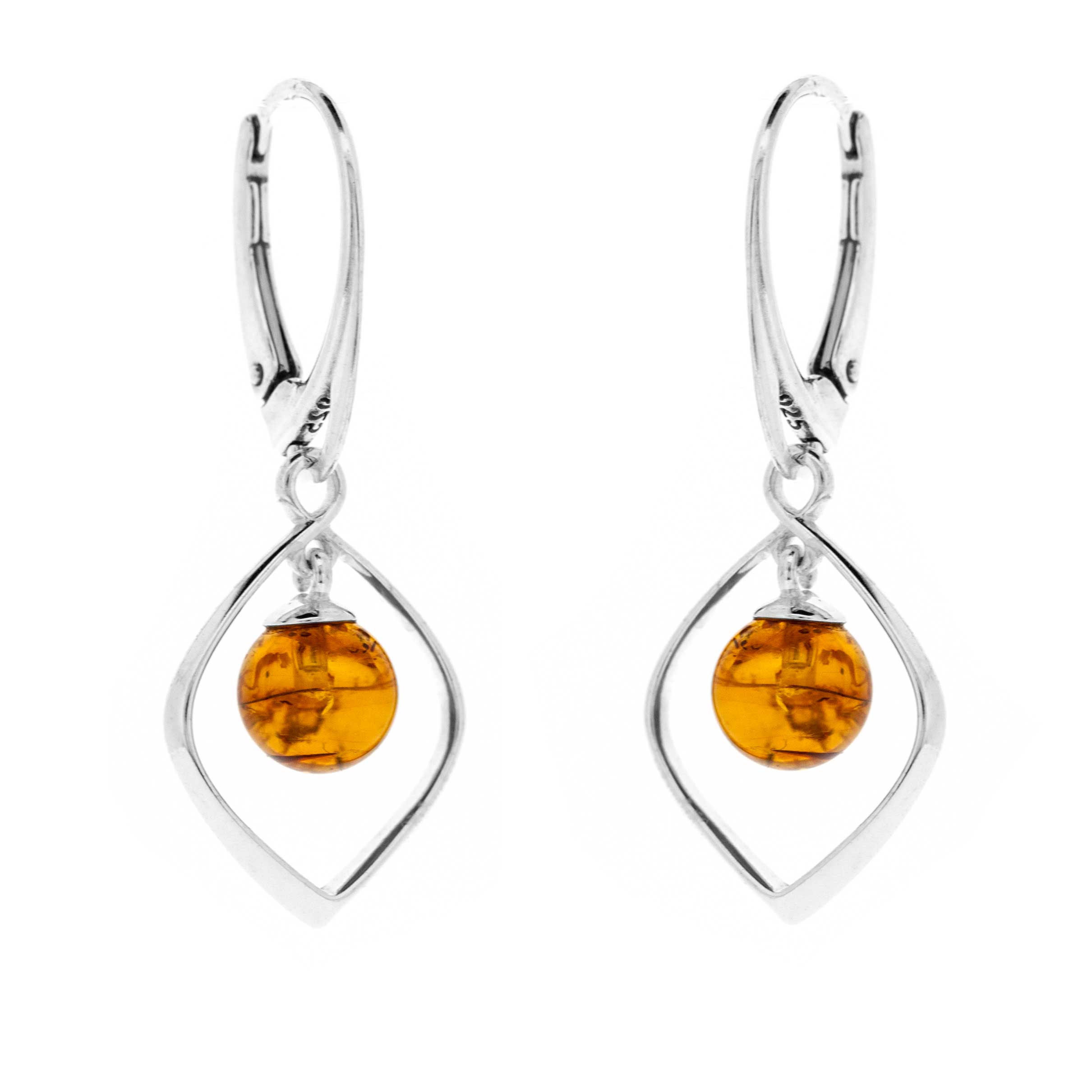 Classic Amber Diamond Bead Earrings