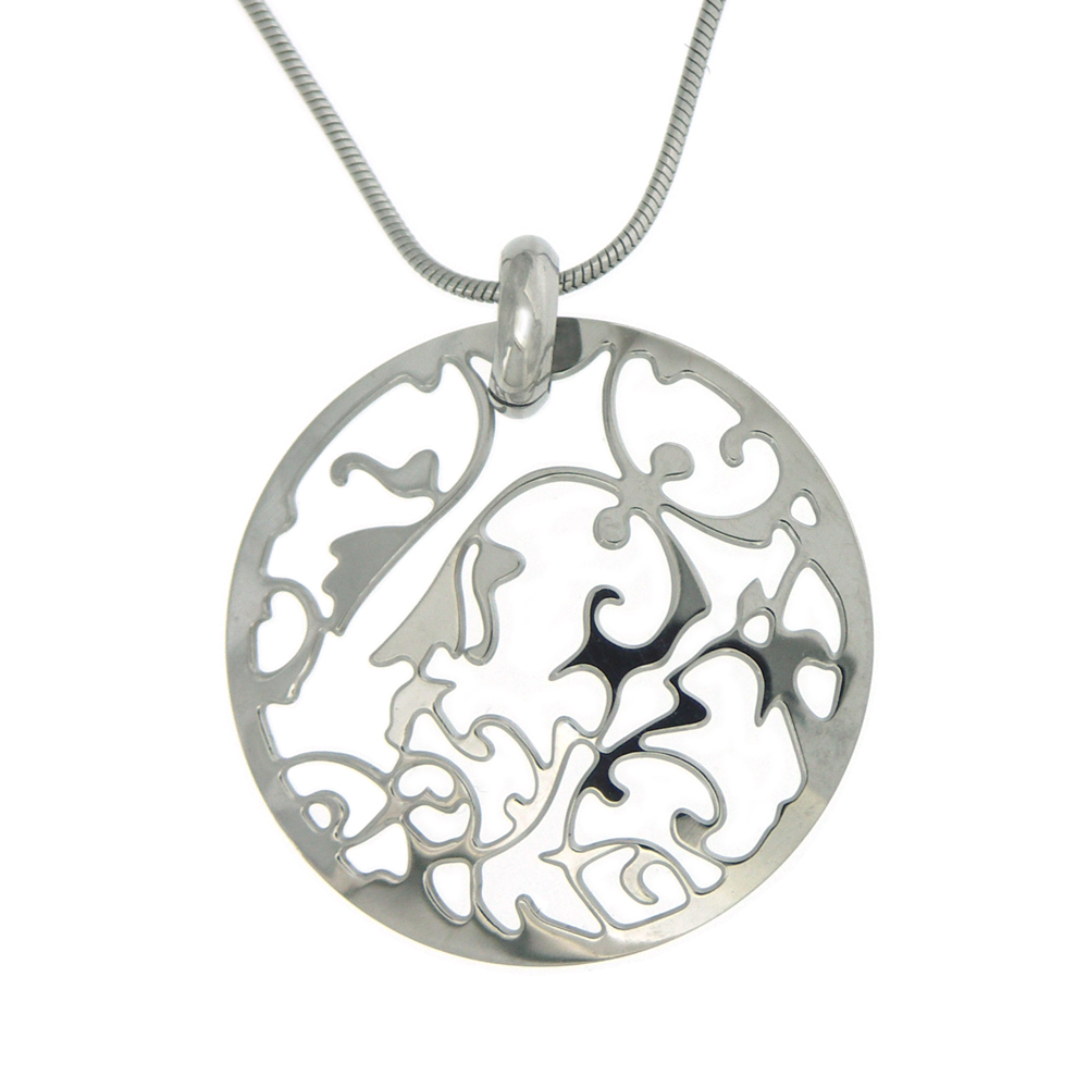 Nova Steel Round Filigree Pendant