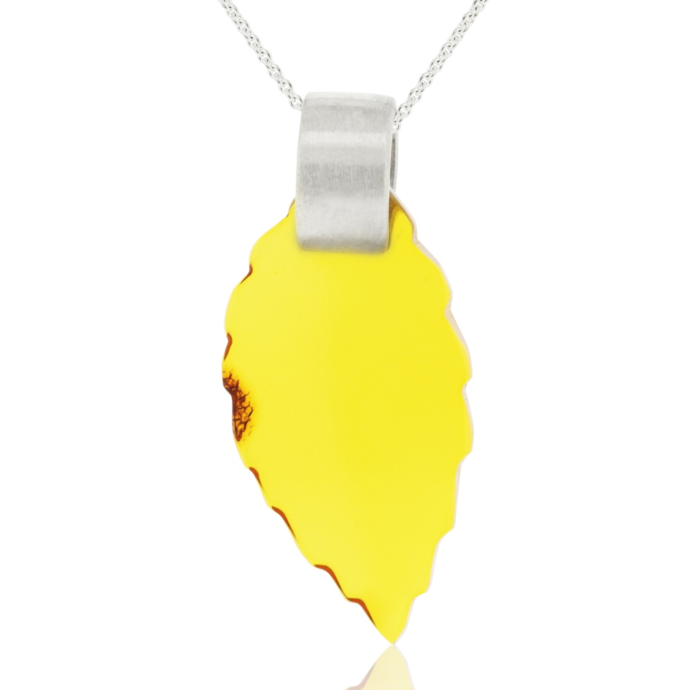 Leaf Cognac Amber Pendant