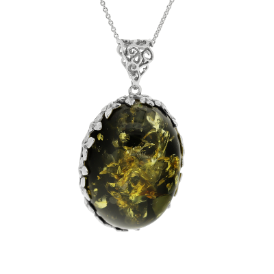 Classic Green Amber Framed Pendant