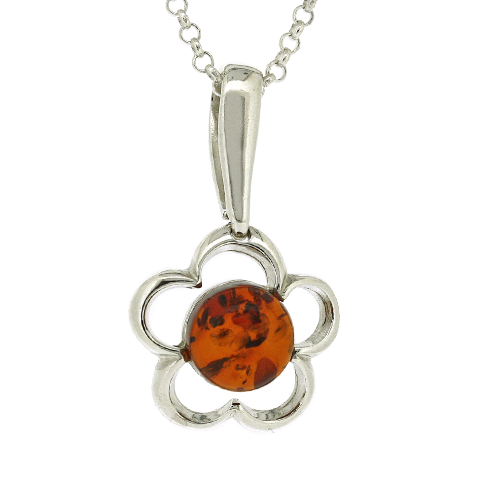 Classic Amber Flower Pendant