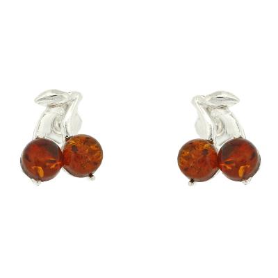 Classic Amber Large Cherry Studs