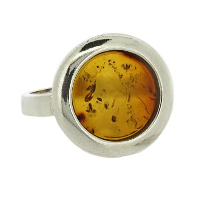 Classic Amber Flat Circle Ring