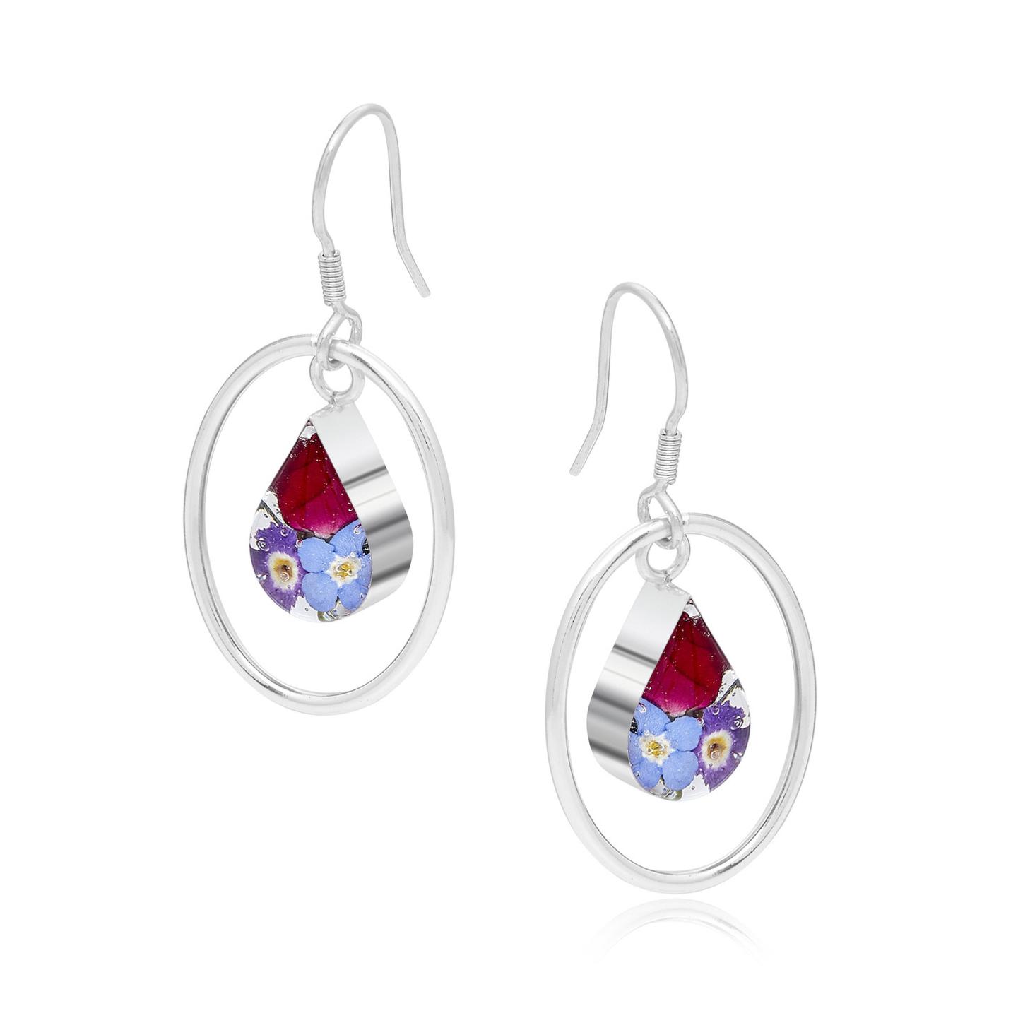 Shrieking Violet Mixed Flower Tear Earrings