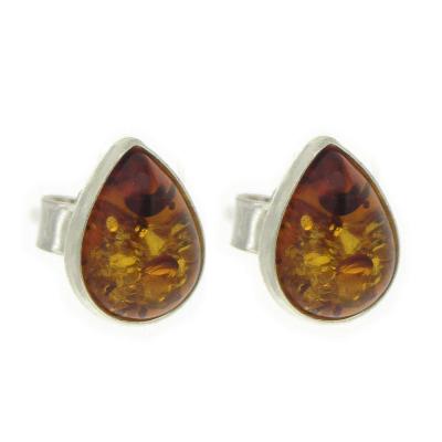 Classic Tear Shape Cognac Amber Stud