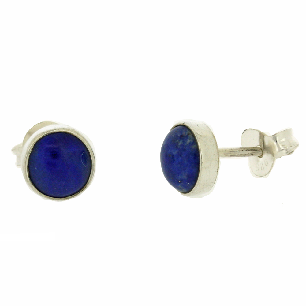 Bemine 6mm Round Studs in Lapis Lazuli Cabochon