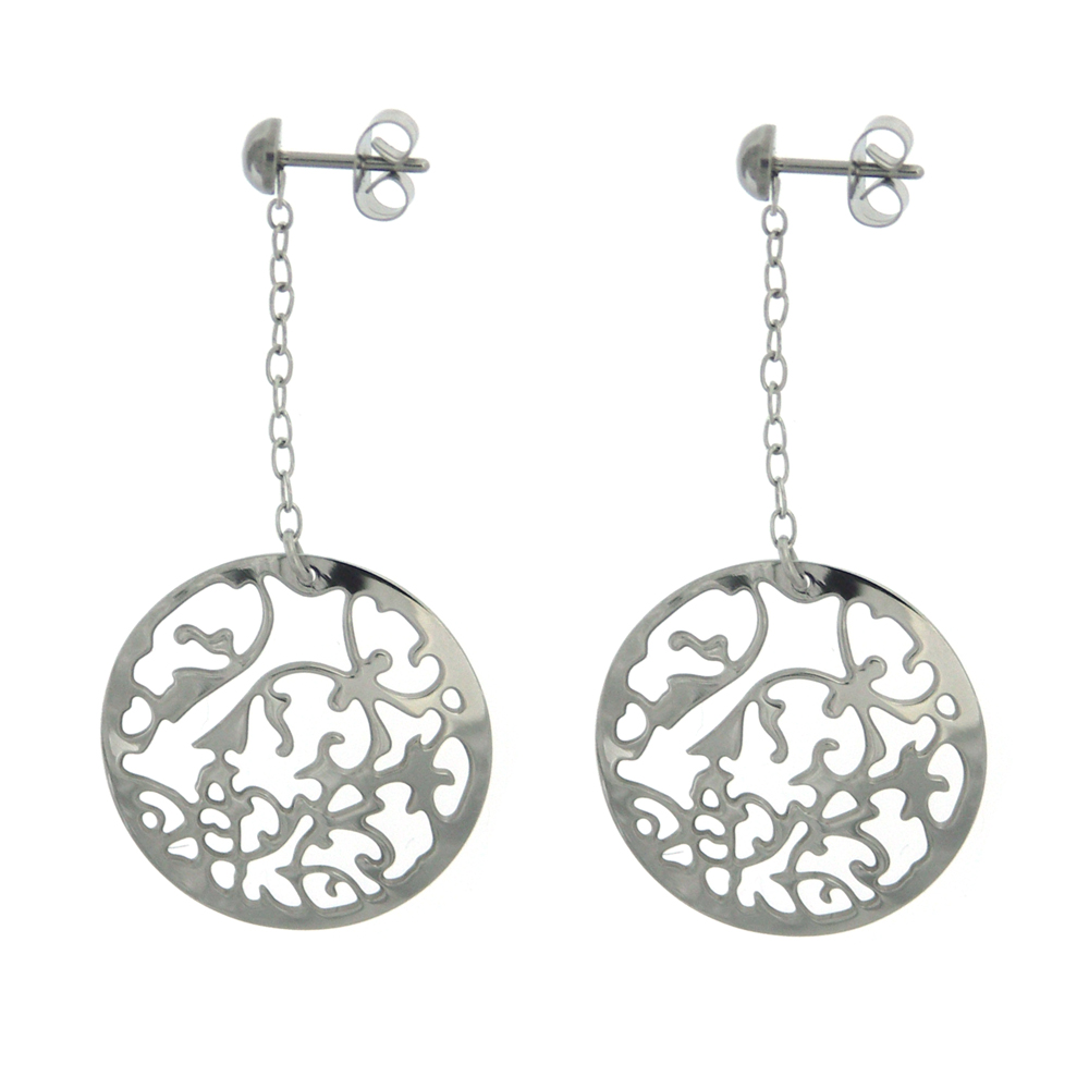 Nova Steel Round Filigree Earrings