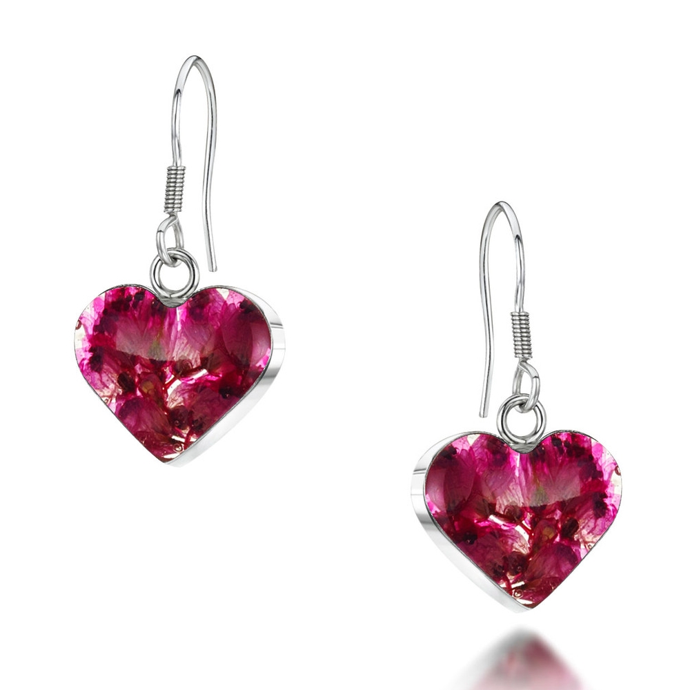 Shrieking Violet Heather Heart Earrings