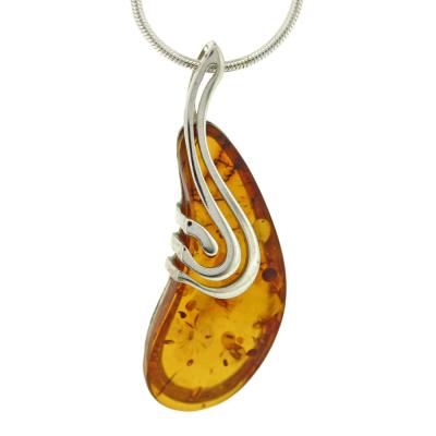 Amber Three Wave Kidney Pendant