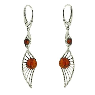 Classic Amber "DNA" Cognac Amber Earrings