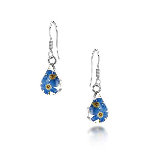 Shrieking Violet Forget me not Tear Earrings