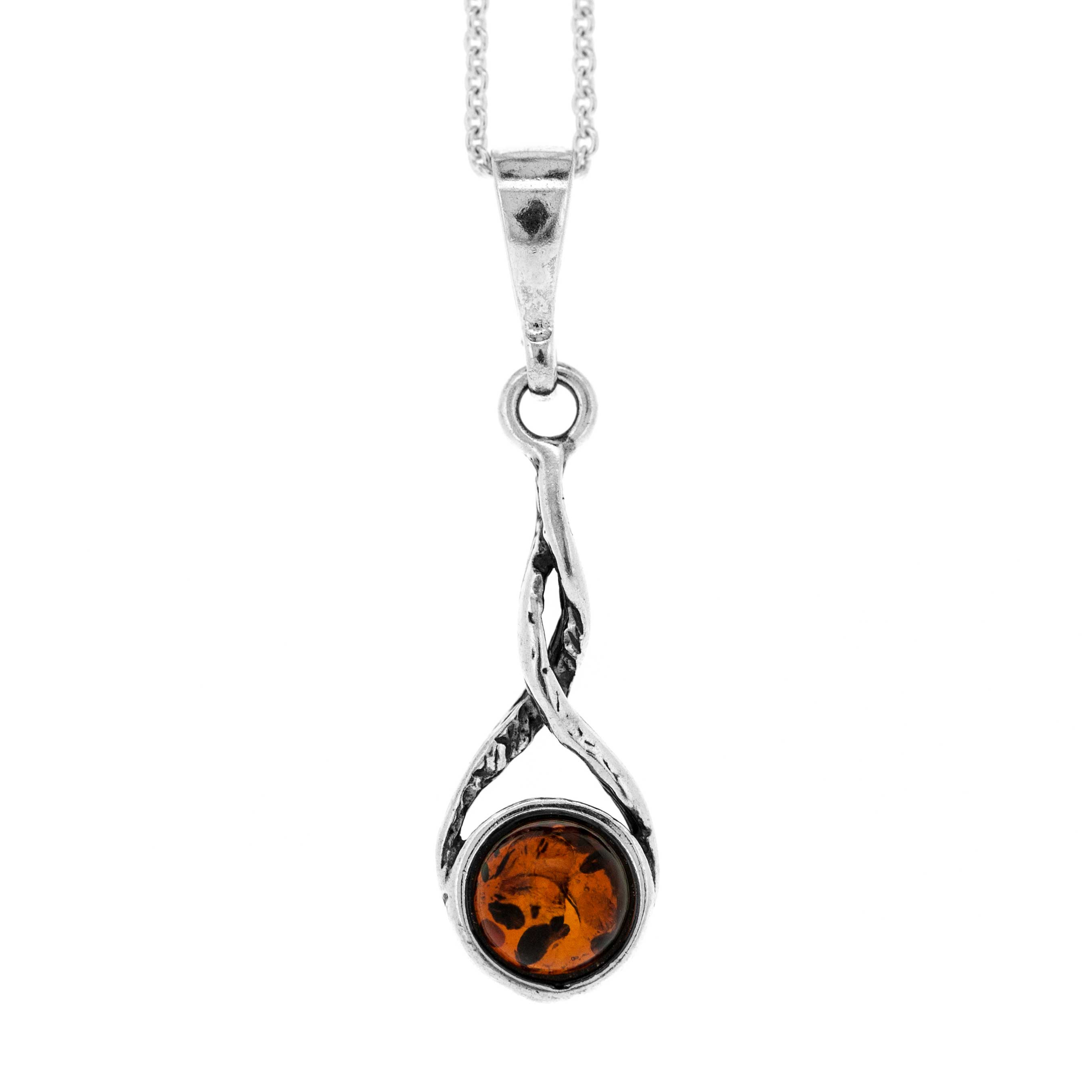 Classic Amber Round Twist Amber Pendant