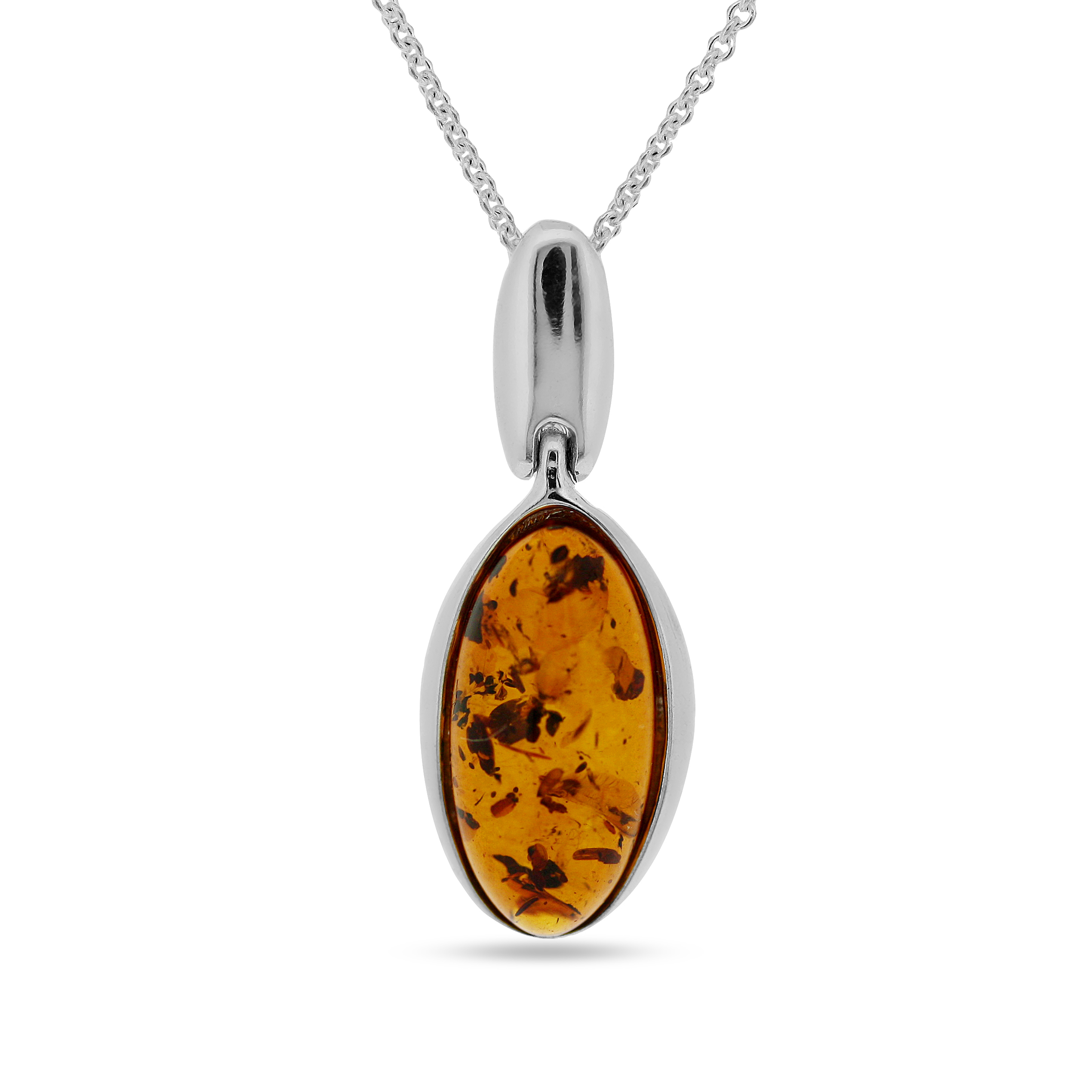 Classic Amber Oval Drop Pendant