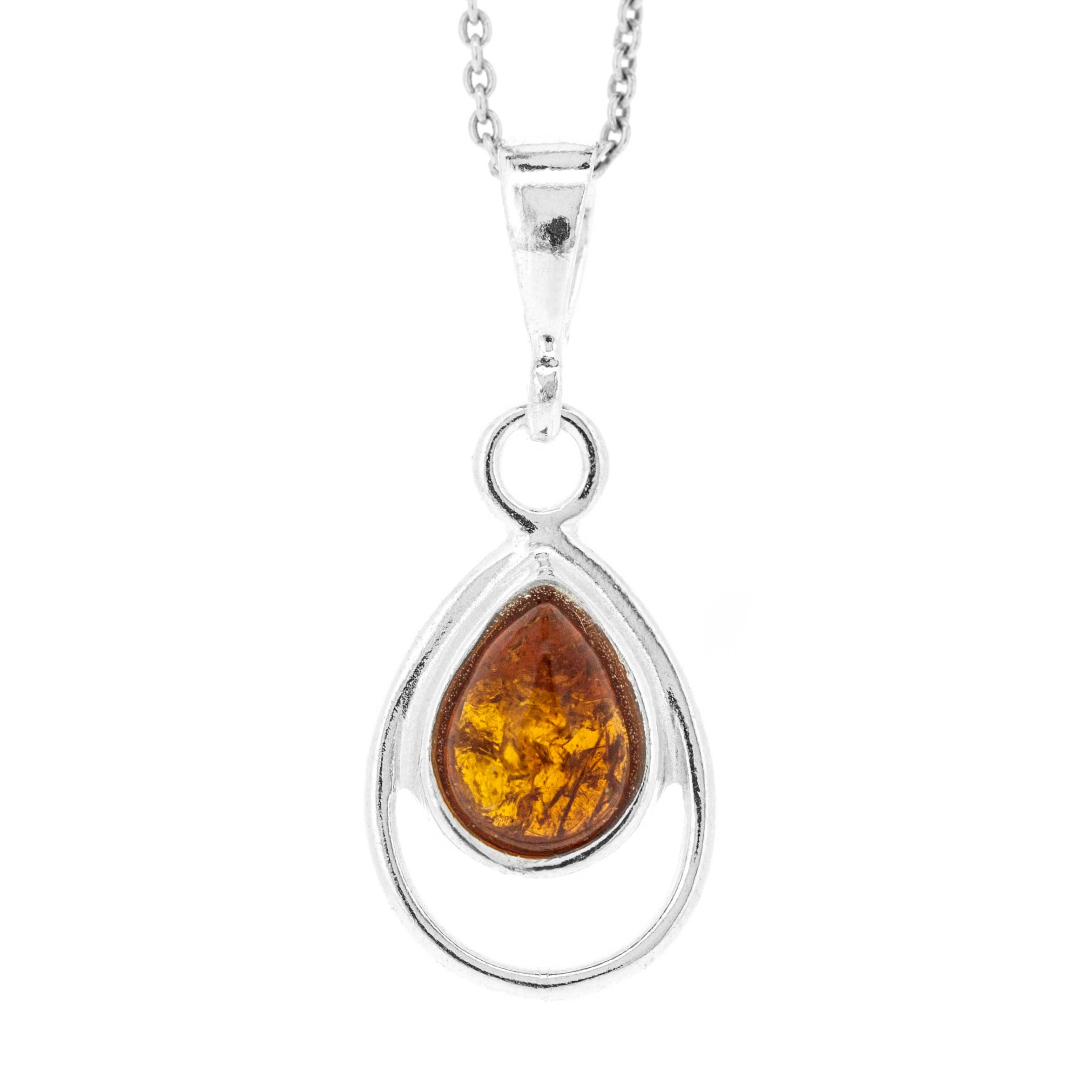 Classic Amber Double Teardrop Pendant