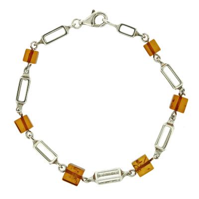 Cubes Amber "Cubey" Beads  Bracelet