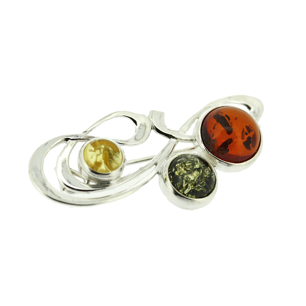 Classic Amber Mixed Amber Signature  Brooch