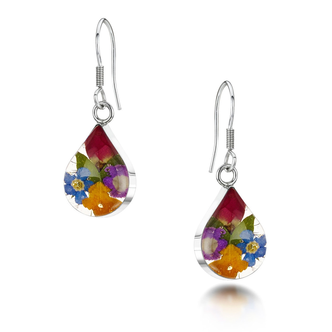 Shrieking Violet Mixed Flower Tear Earrings