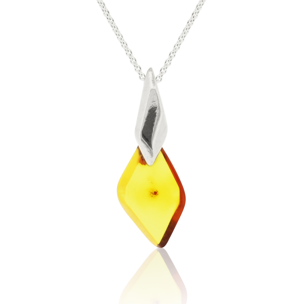 Diamond Shape Amber Pendant 