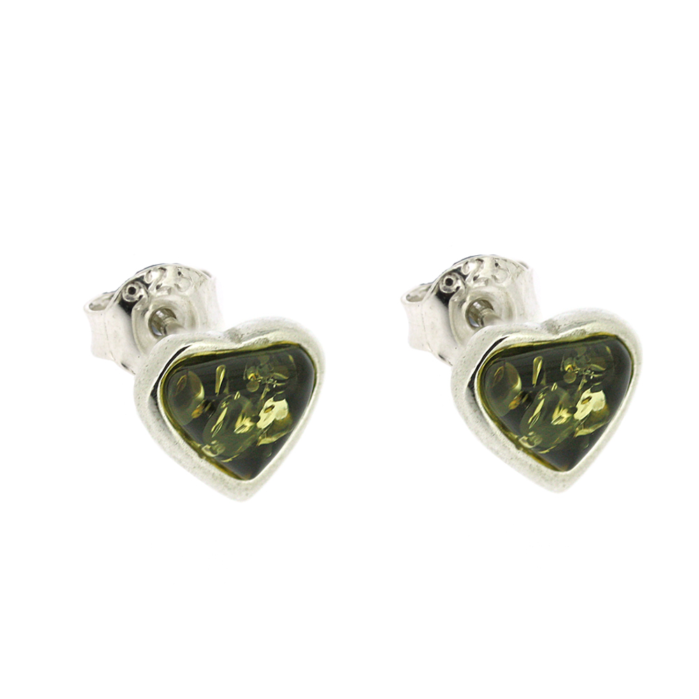Classic Amber Heart Studs
