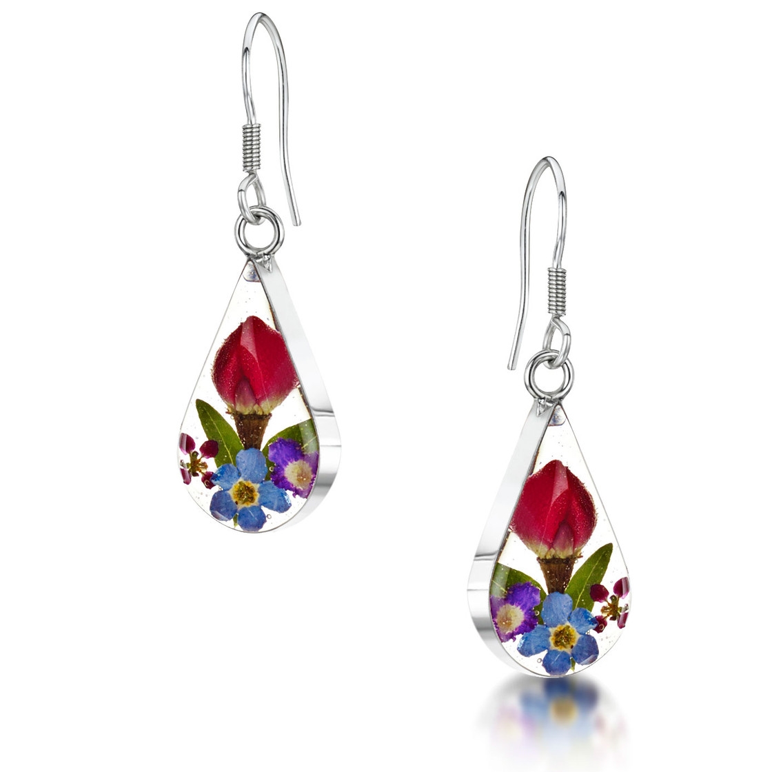 Shrieking Violet Mixed Flower Tear Earrings