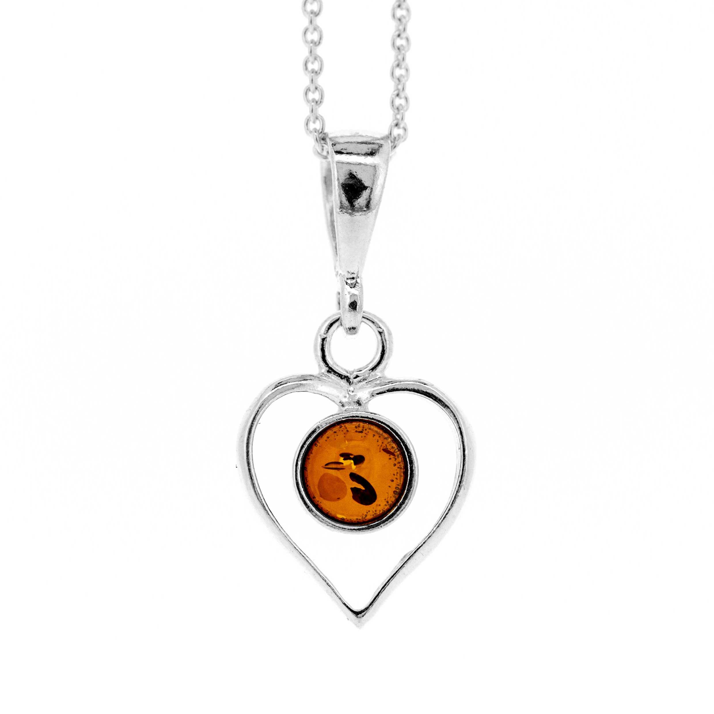 Classic Amber Heart Pendant 