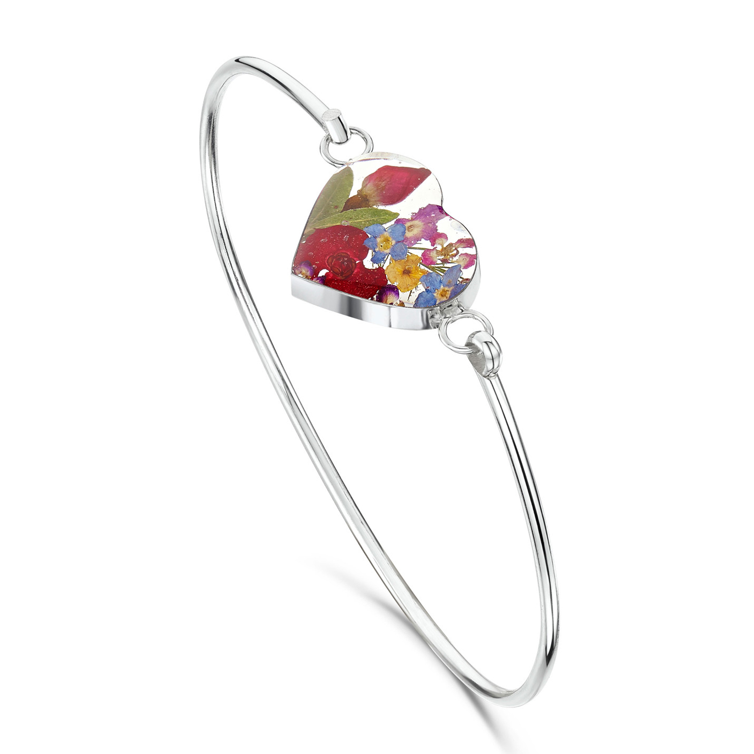 Shrieking Violet Mixed Flower Heart Bangle 